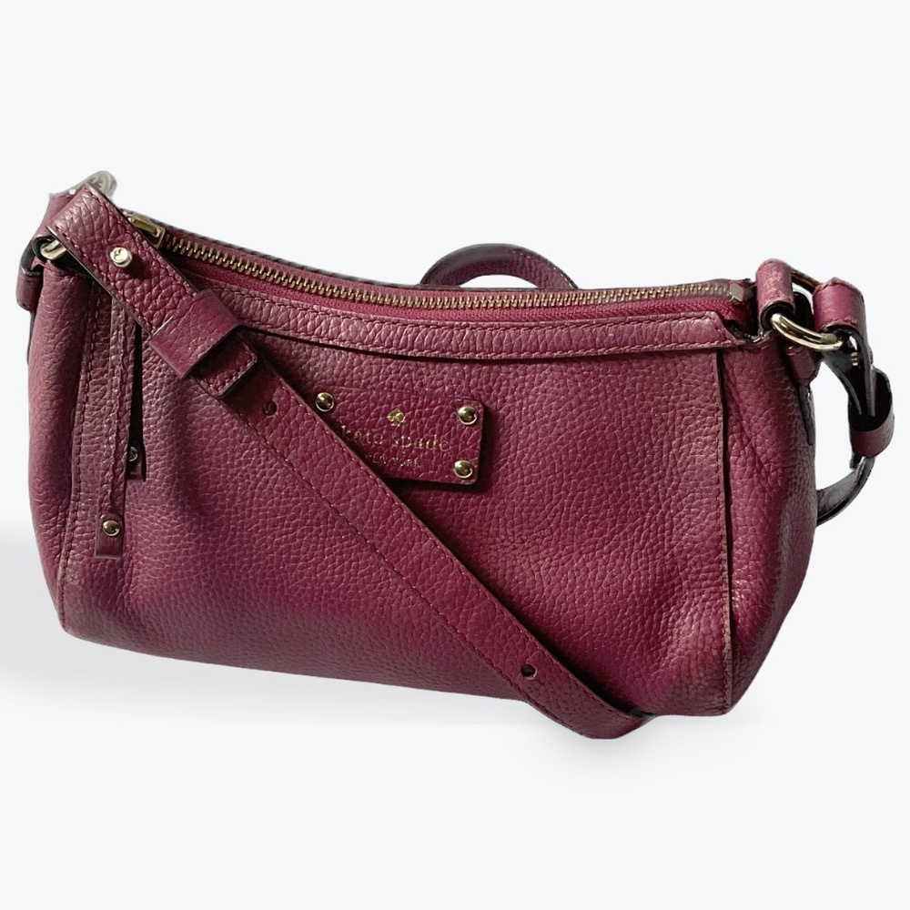 KATE SPADE Berkshire Road Gabriella Crossbody Bag Raspberry Pebbled Leat…